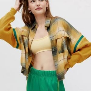 COPY - 26. Urban Outfitters M BDG Caleb Crop Sporty Flannel Shirt Yellow Green …